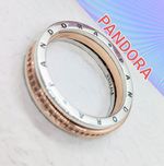 Pierścionek dwutonowy pave Signature Pandora 925srebro  rose gold Nowy