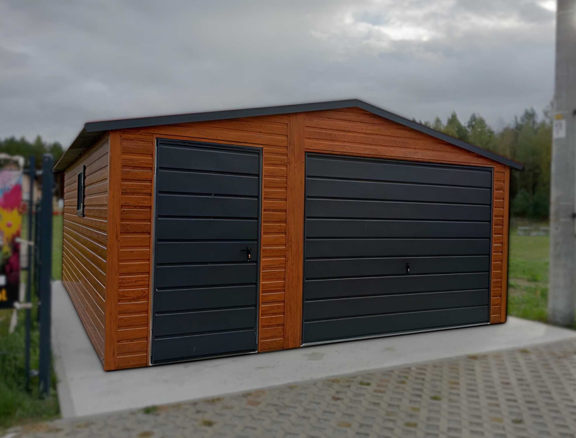 Garaż Blaszany Blaszak 5x5 drewnopodobny PREMIUM CAŁA POLSKA