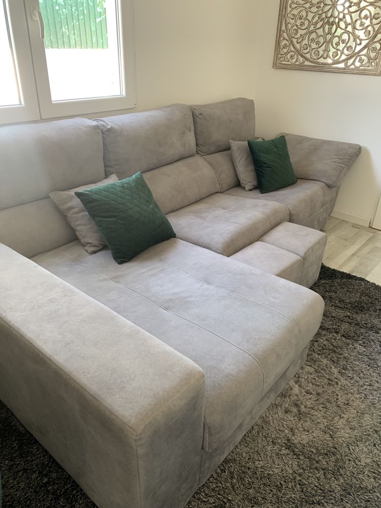 Sofa chez long 3 lugares cinzento