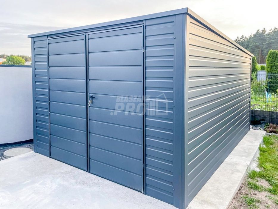 Schowek Domek Ogrodowy 3x3,5m - Brama Dwuskrzydłowa  Antracyt  GP483