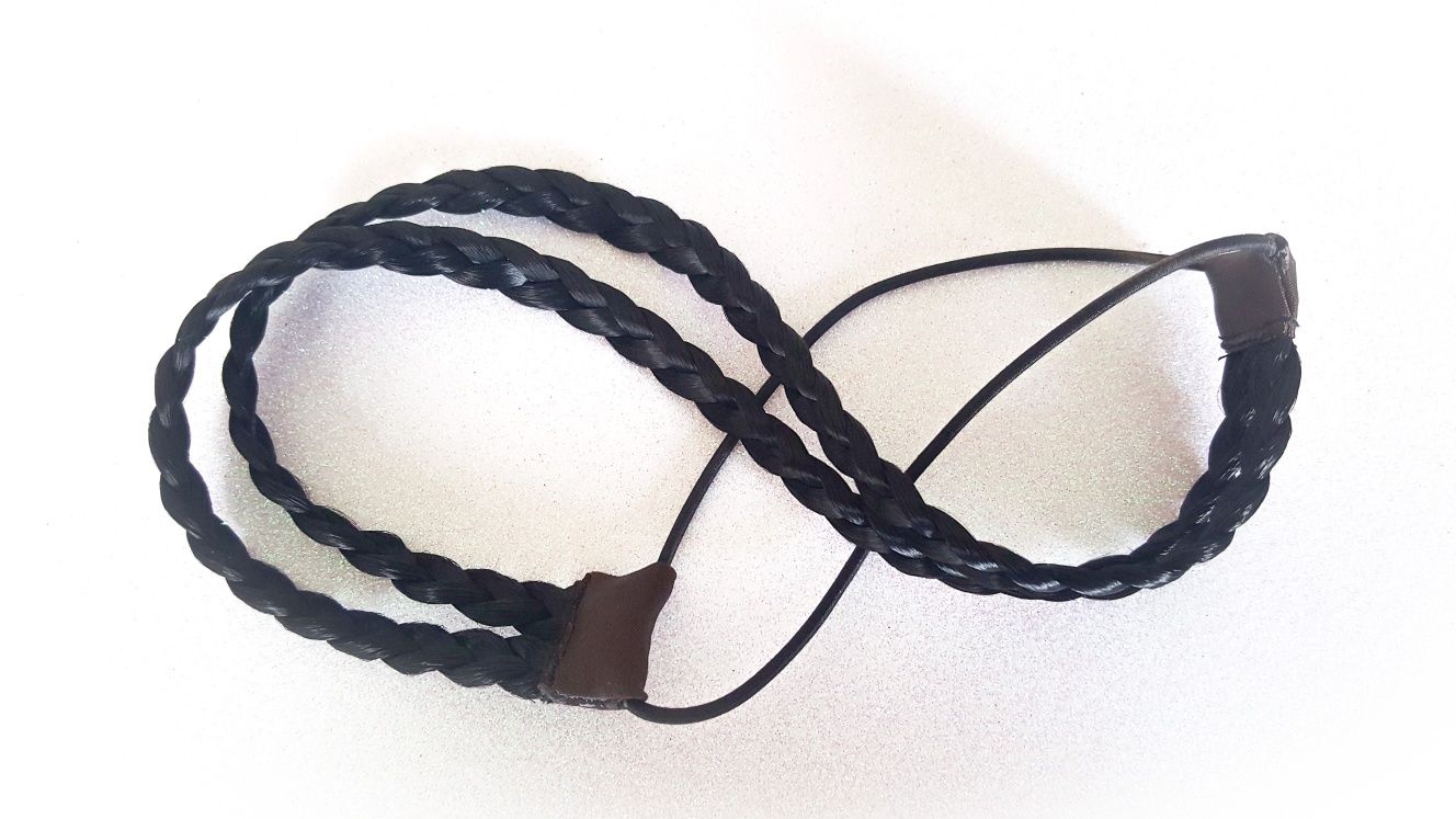 Fita Headband Dupla Trança cabelo preto