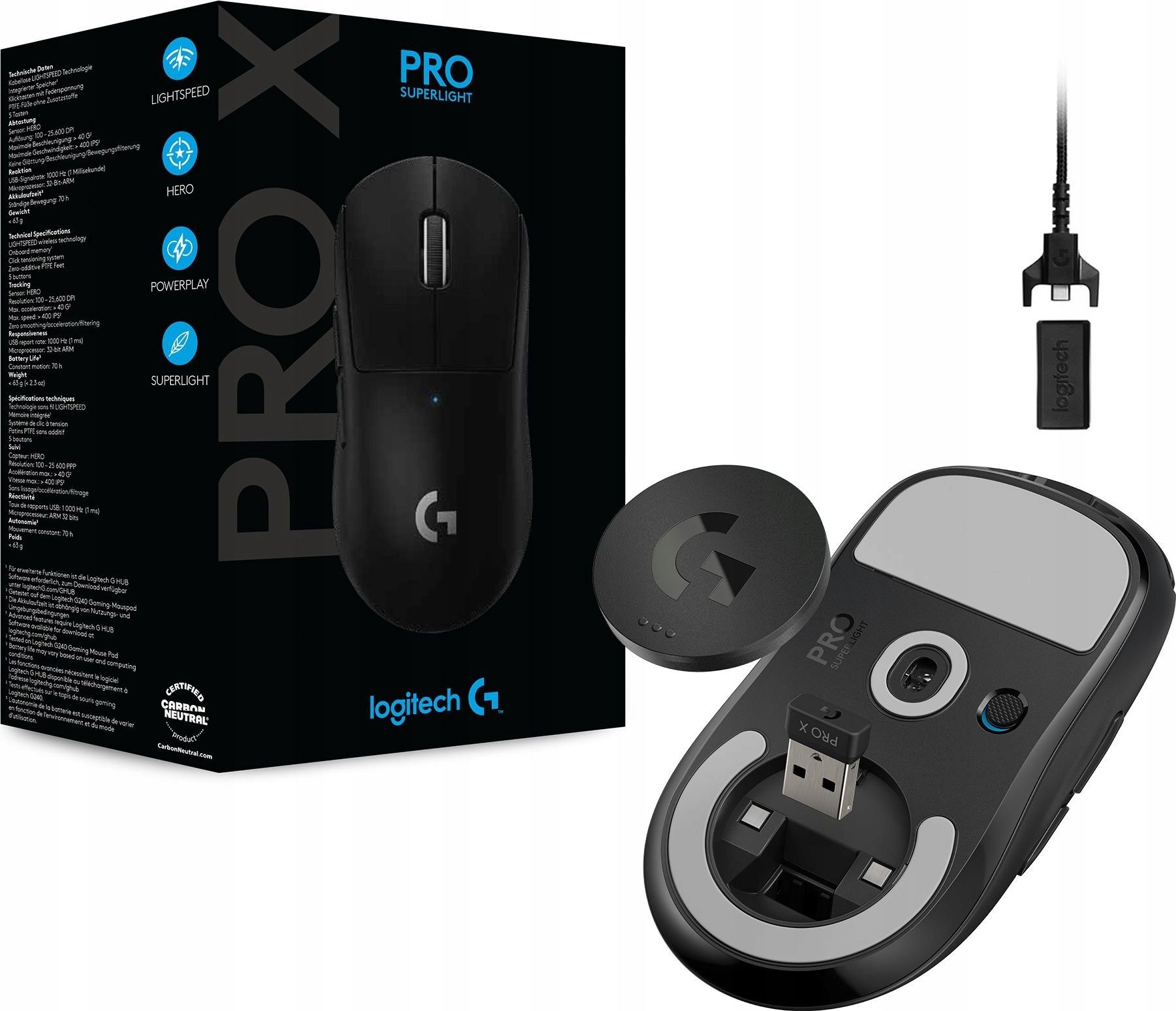 mysz bezprzewodowa logitech pro x superlight kompletna