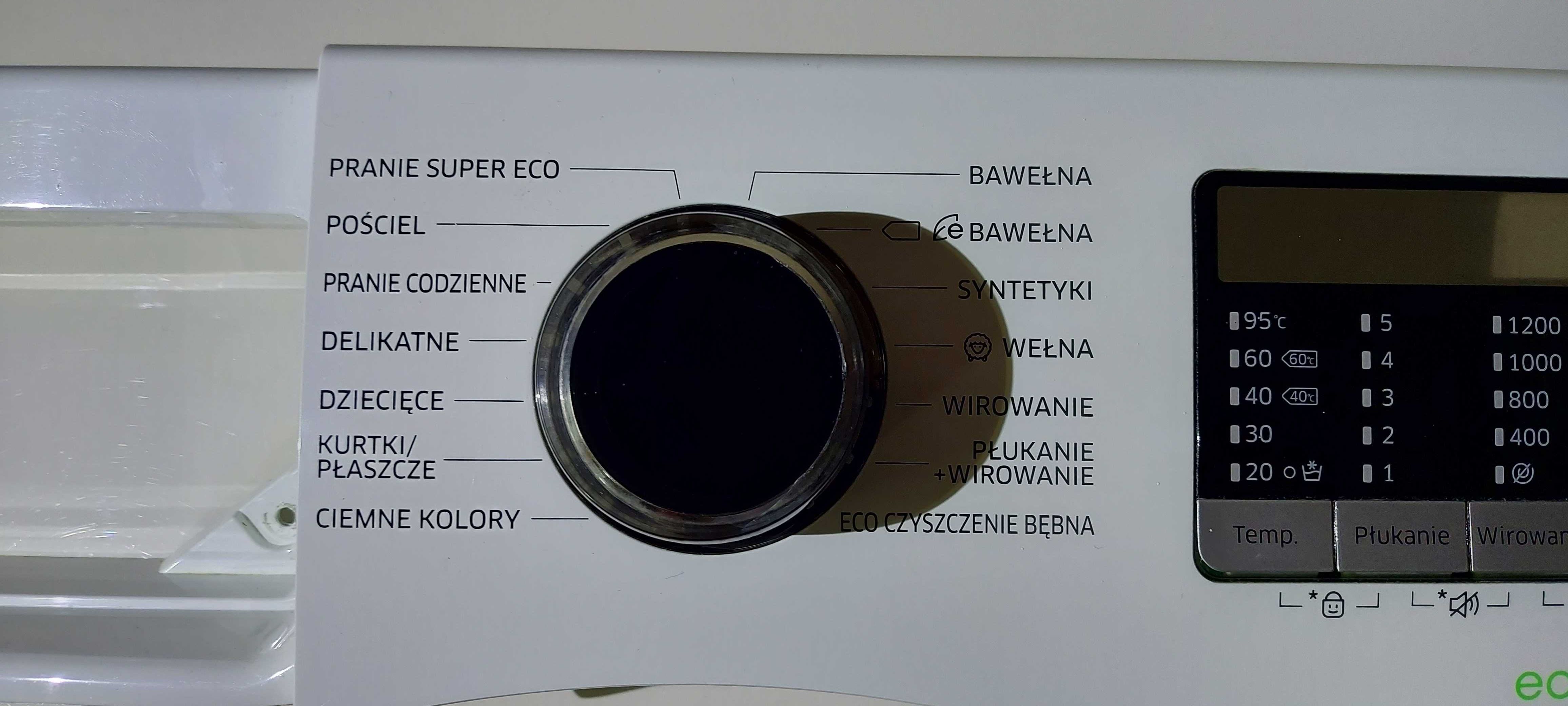 Panel kontrolny z wyświetlaczem pralki Samsung eco bubble