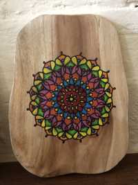 Mandala na drewnie handmade