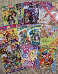 Журнали та розмальовки Winx, Monster High, Moxie