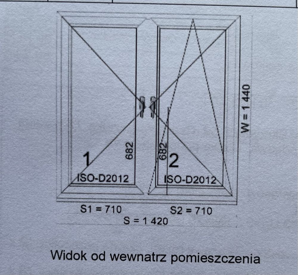 Okno 1420x1440 Dobroplast ORZECH - Nowe 2 szt