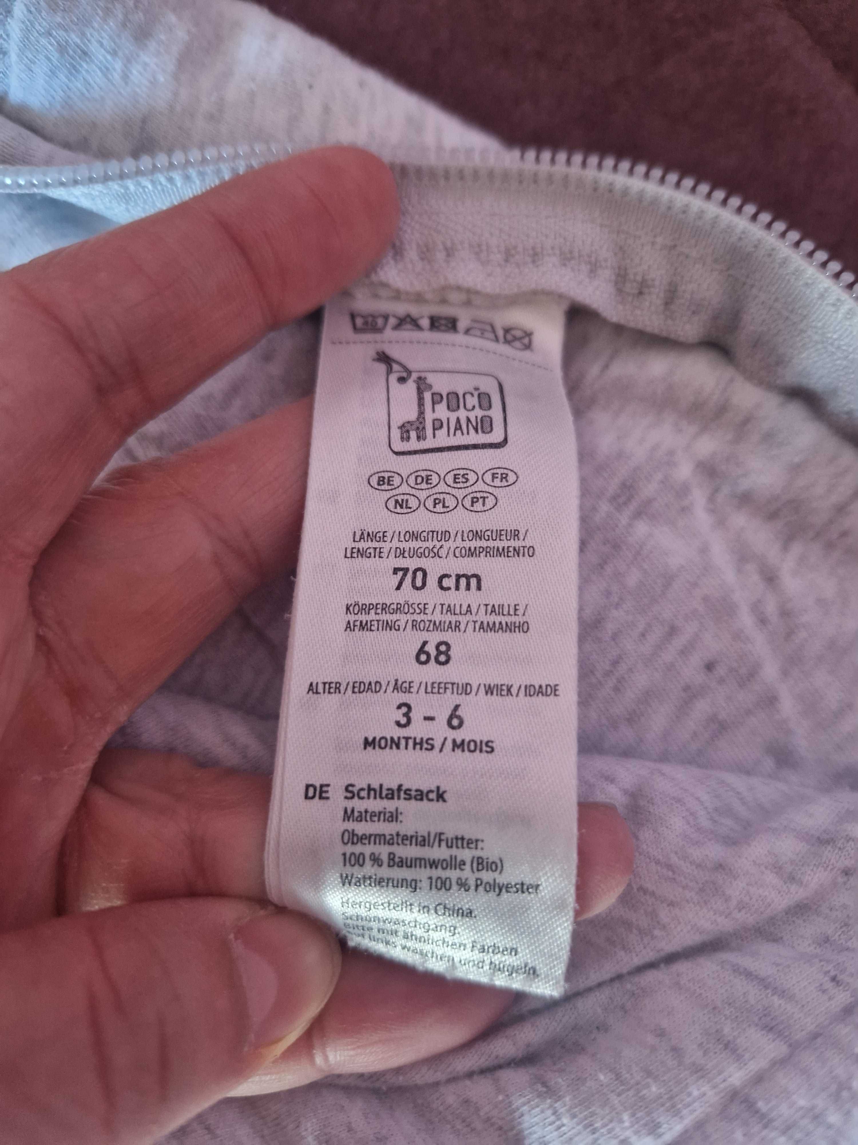 Cieplutki śpiworek do spania zimowy tog 3, rozmiar 68, długość 70 cm