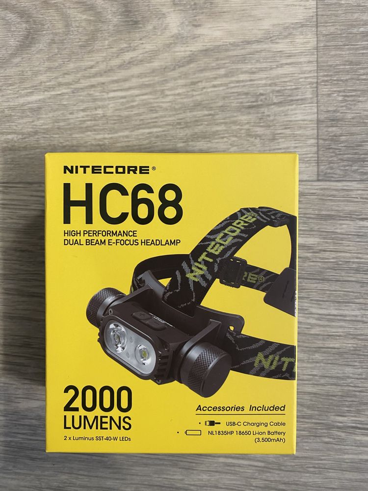 Ліхтар налобний Nitecore HC68 з акумулятором