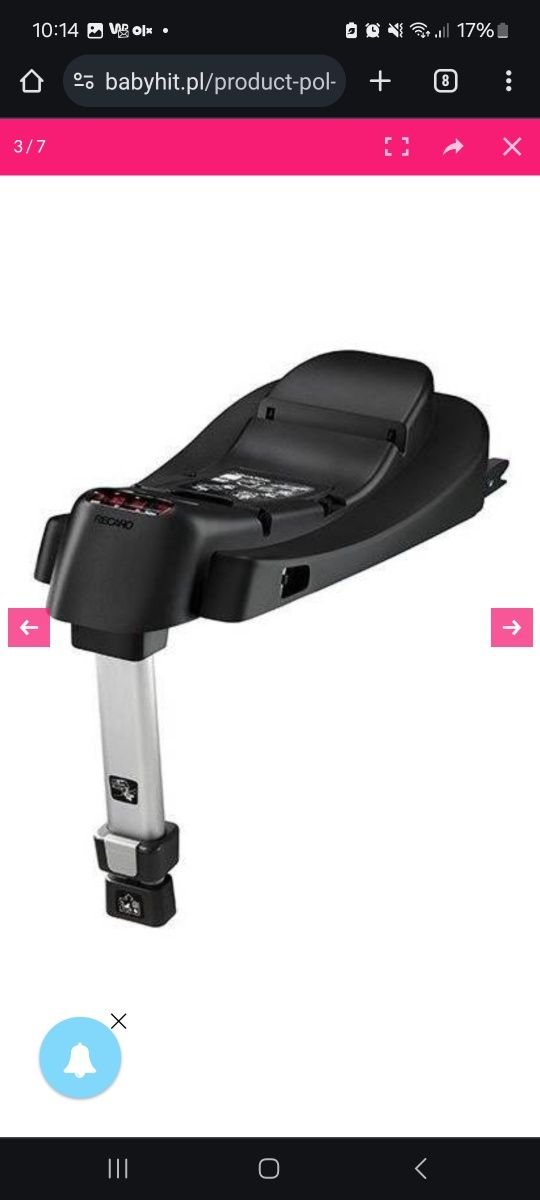 Nosidełko Recaro +baza isofix