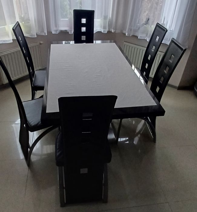 Krzesła HALMAR 6 sztuk czerne z wysokim oparciem K4