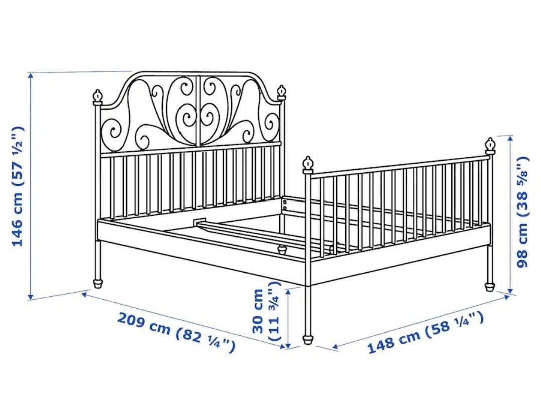 Białe metalowe łóżko Ikea Leirvik 140x200