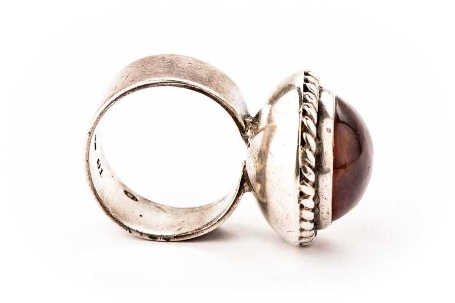 Poznański Srebrny Pierścionek - Bursztyn - 9,96g - RYTOSZTUKA - Kraków