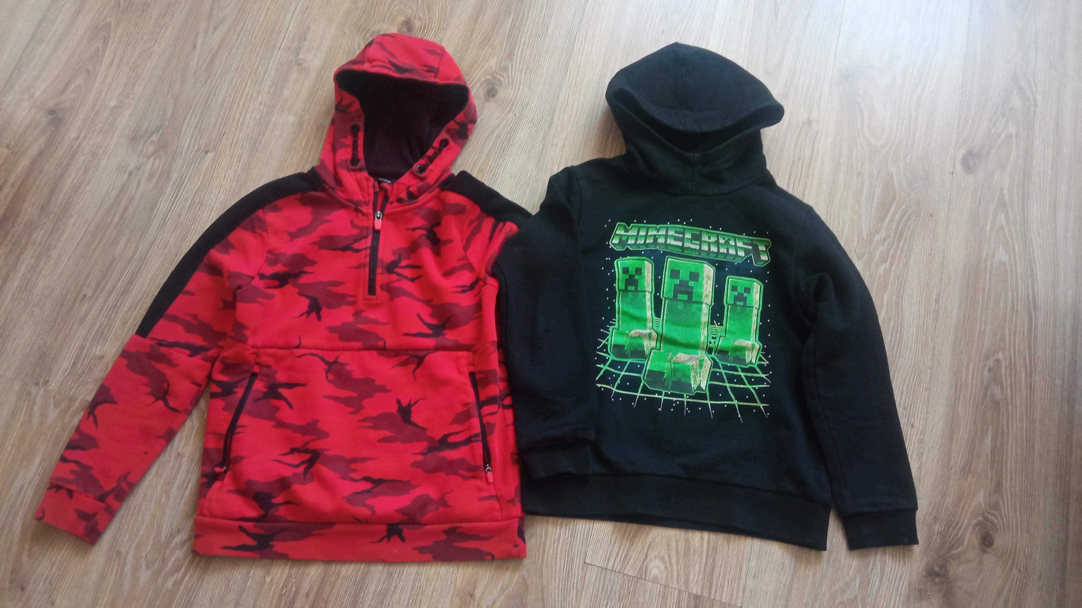 5x bluza z kapturem Minecraft  r.134 granatowa szara czerwona moro