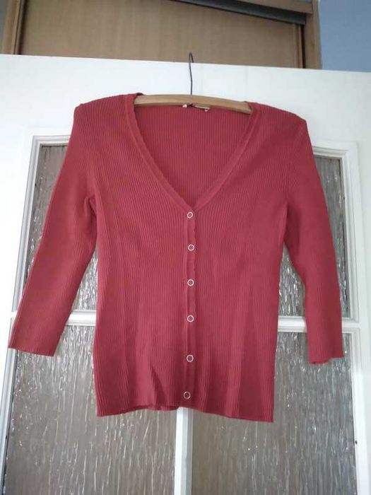 Kardigan bluzka sweter czerwony wiskoza Orsay