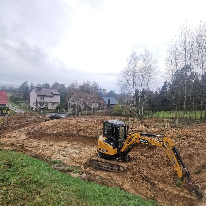 Koparka, minikoparka, niwelacja terenu, wykopy, fundamenty