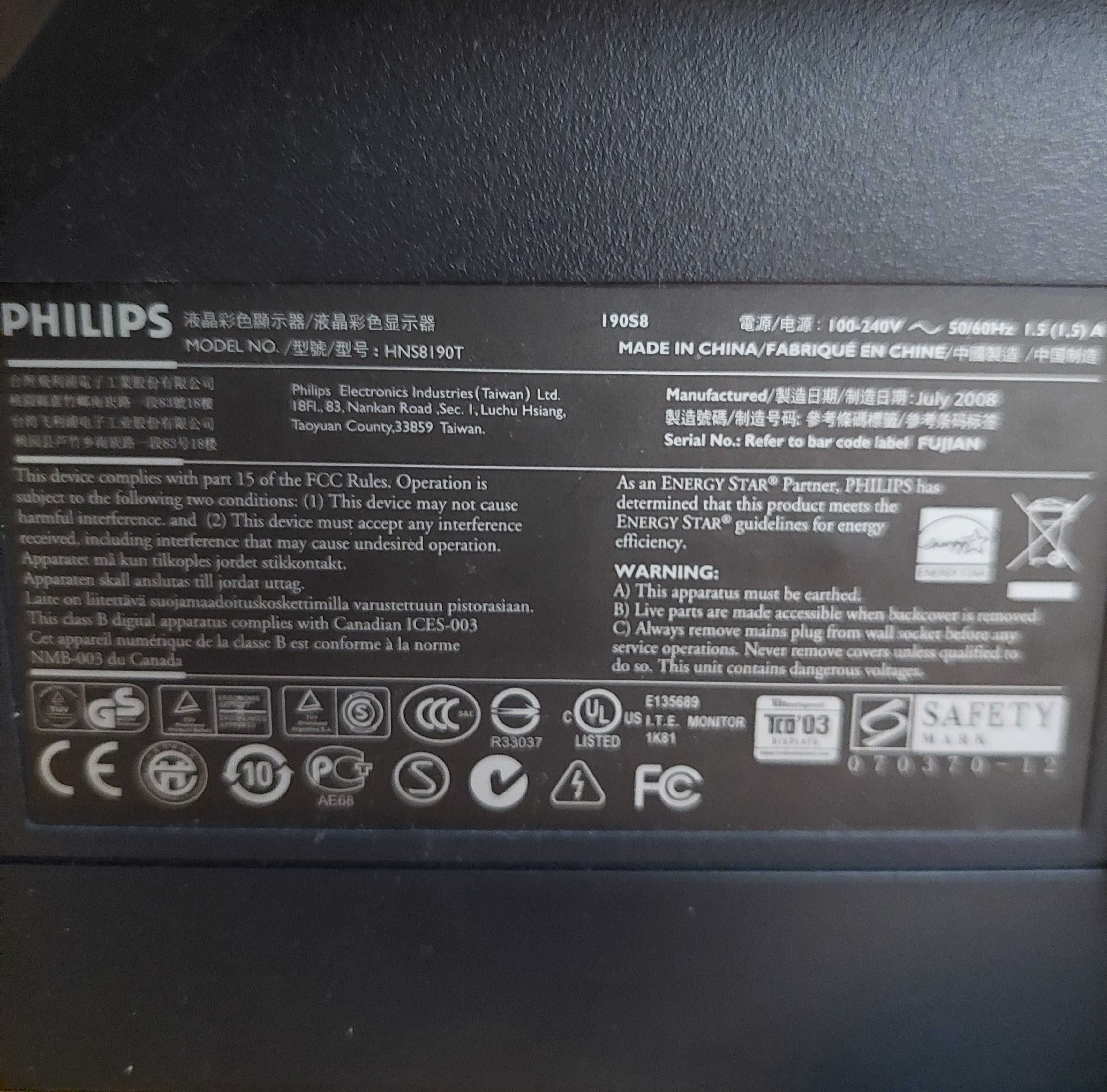 Sprzedam Monitor LCD
190S8FS/00 19 cali