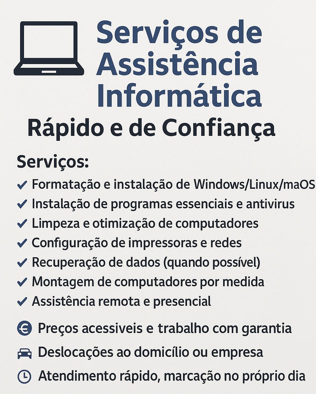 Serviços de Assistencia Informática / Suporte Técnico
