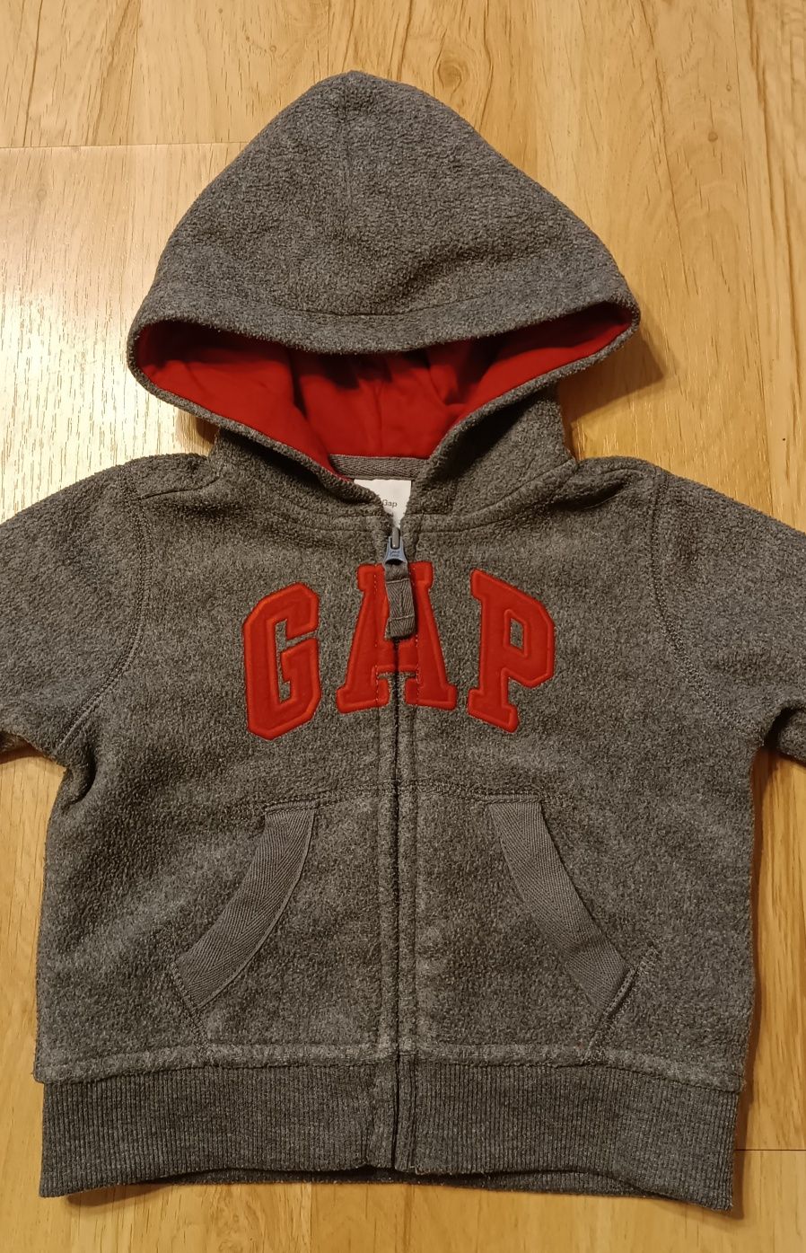 GAP baby 68 bluza rozpinana z kapturem szara dla chłopca 3-6 m