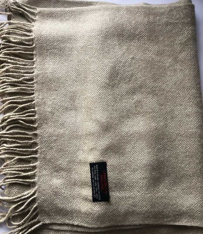 Lambswool Angora szkocki szal duży z frędzlami 188x72