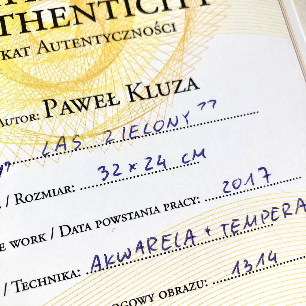 Obraz  akwarela Paweł Kluza las sztuka art