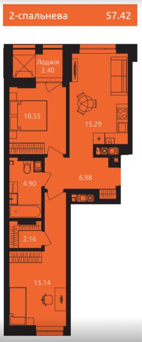 Терміново продам 2-х кімнатну квартиру в ЖК “Empatika”
