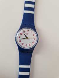 Relogio Swatch azul e branco vermelho