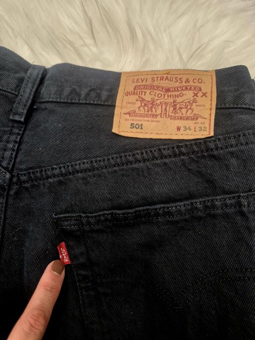 Spodnie czarne jeansy oryginalne proste Levis 501