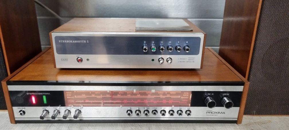 Zestaw stereo amplituner, Gramofon, magnetofon.  Vintage. Proxima RFT