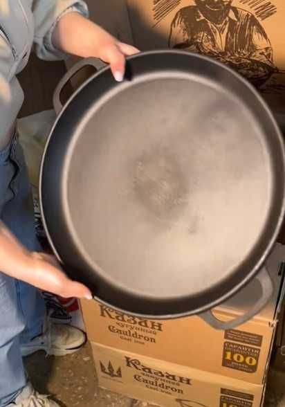 Казан узбекский чугунный /чавун wok 12 л с крышкой - сковородой / плов