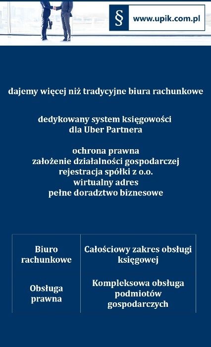 Biuro rachunkowe, Księgowość, Księgowa dla Uber Partnera