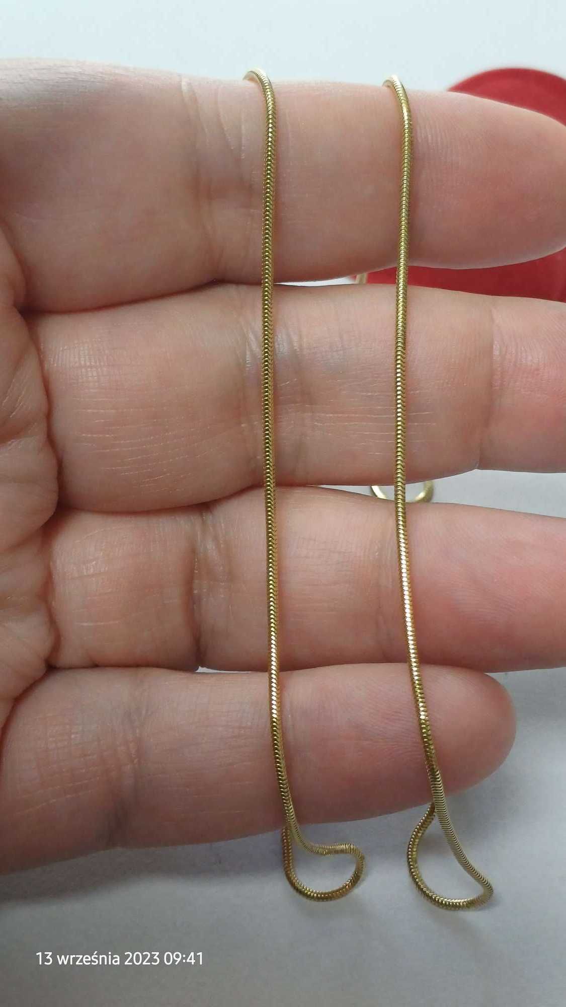 Złoty łańcuszek splot żmijka, złoto 585 długość 55cm