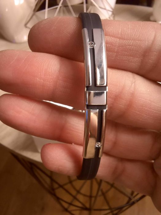 Pulseira de criança rapaz em prata e borracha - NOVA