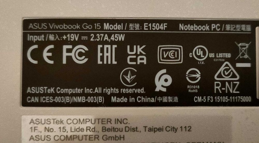 Computador Portátil | Laptop Asus Vivobook Go 15 E150AF