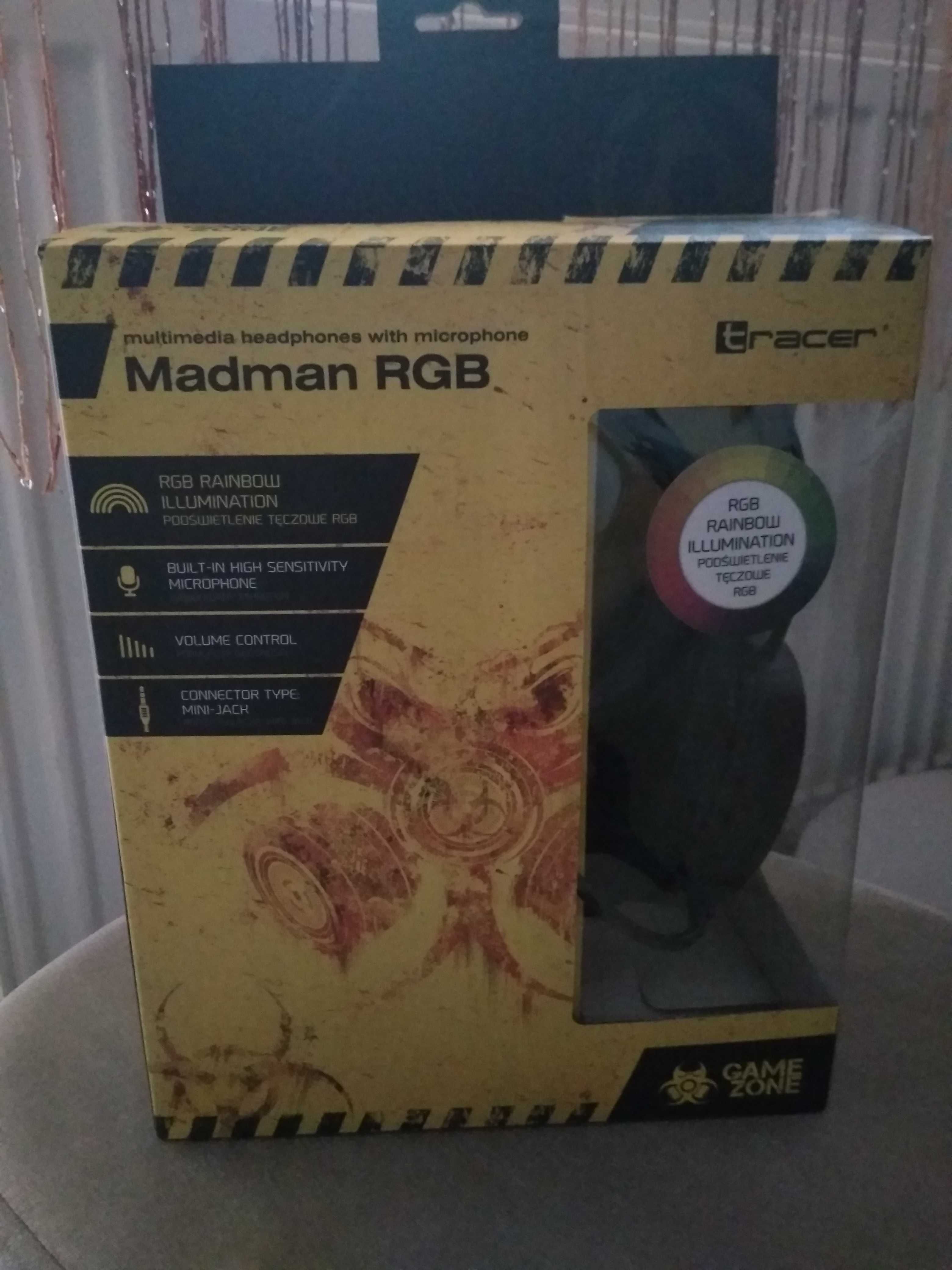 Słuchawki gamingowe z mikrofonem , podświetlane Madman RGB tracer