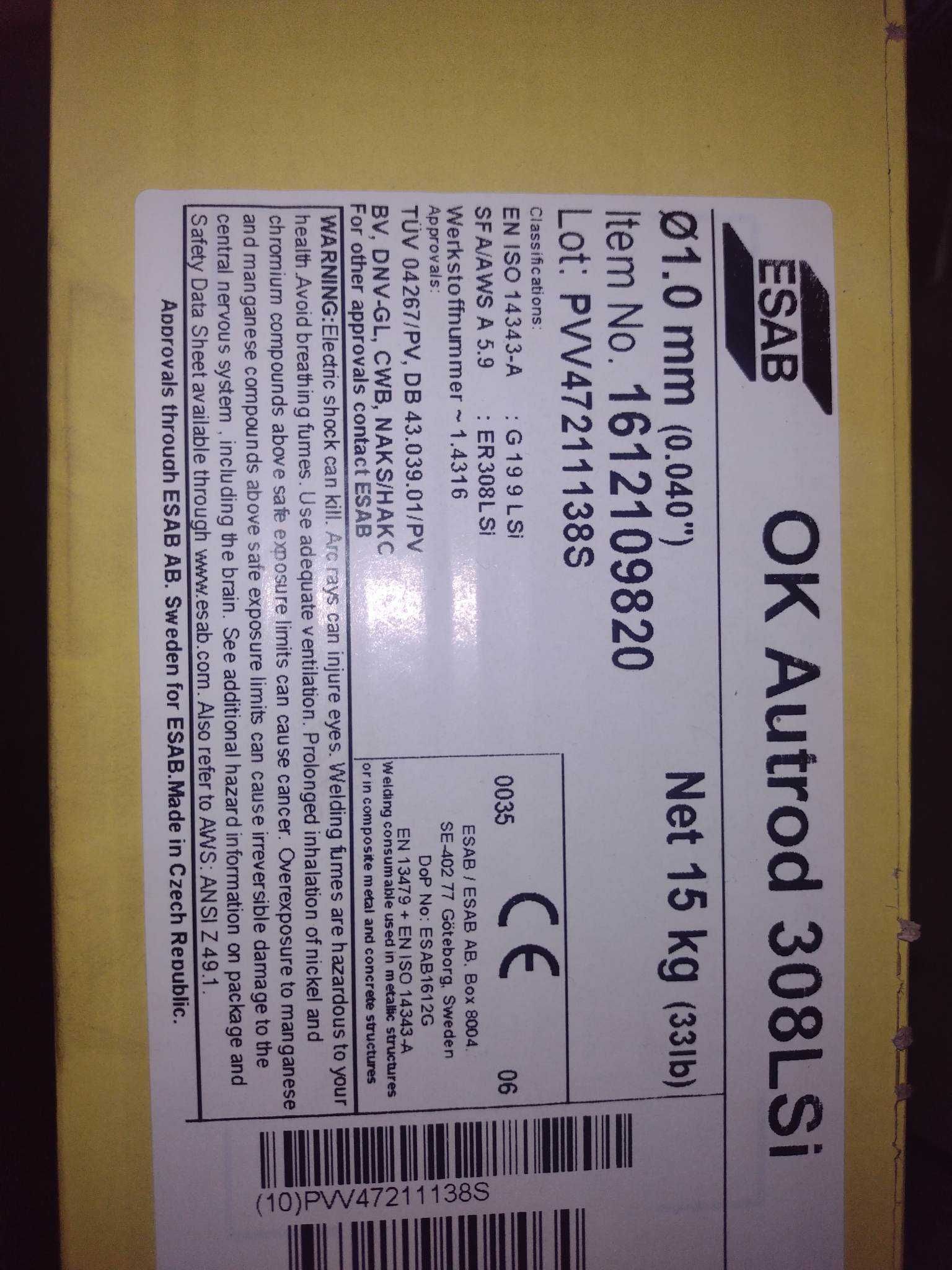 Drut spawalniczy ESAB Ok Autrod 308Lsi 1.00