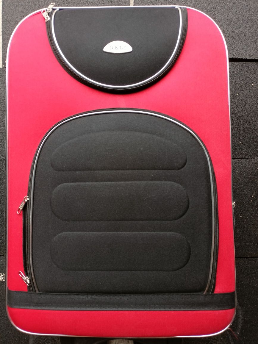 Komplet 3 walizek podróżnych DELI czerwono-czarne torby