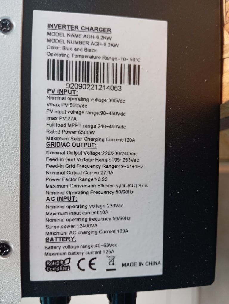 Falownik, inwerter solarny off grid  Daxtromn 48v.6.2kw
