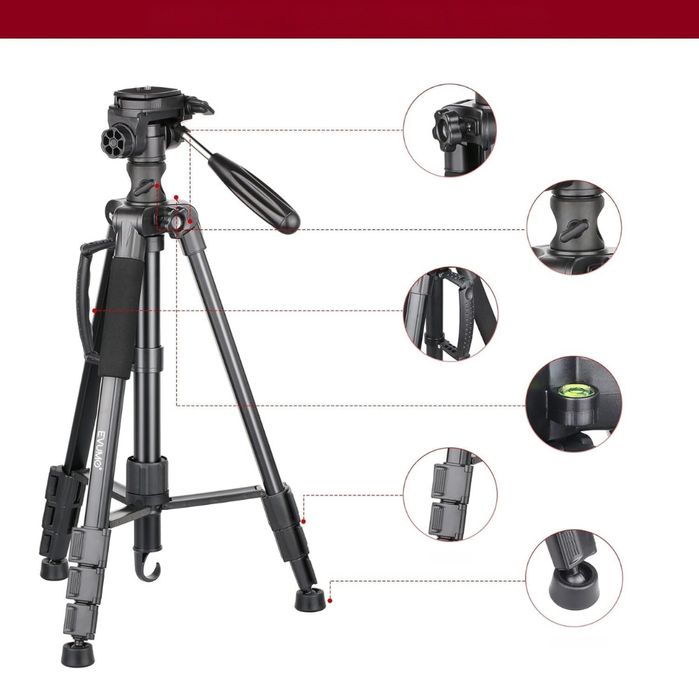 Stabilny Statyw EVUMO HF3 167 cm - Lekki Aluminiowy z Pilotem 360°