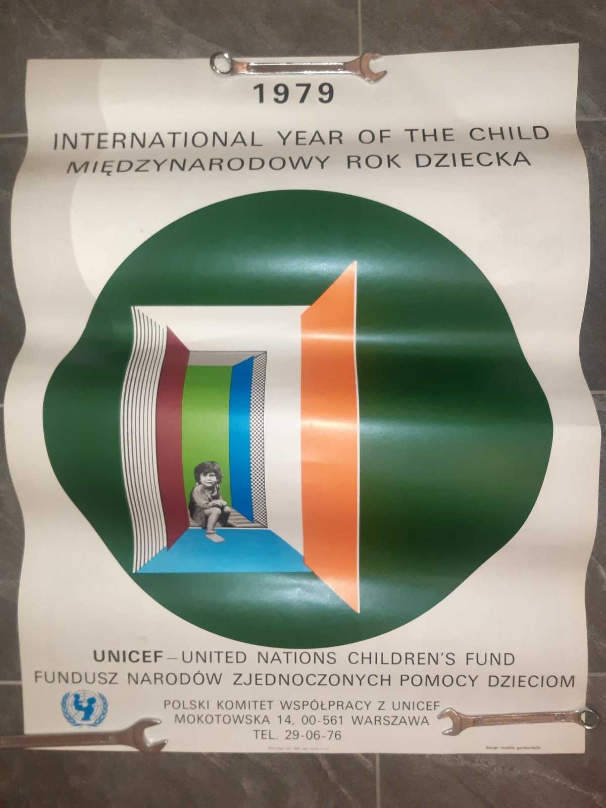 Plakat PRL Unicef 1979 Międzynarodowy Rok Dziecka Socrealizm Retro