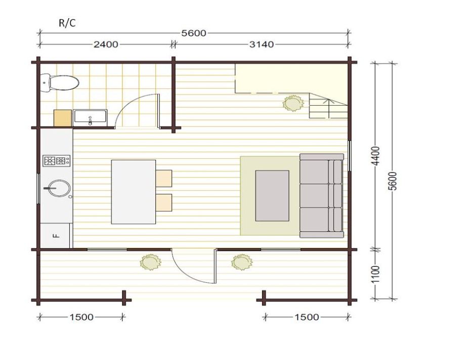 Casa de Madeira T0 DUPLEX Pré-fabricada, Bungalow