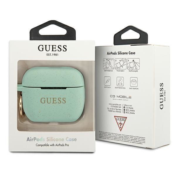 Guess Guacapsilglgn Airpods Pro Cover Zielony/Green Silicone Glitter