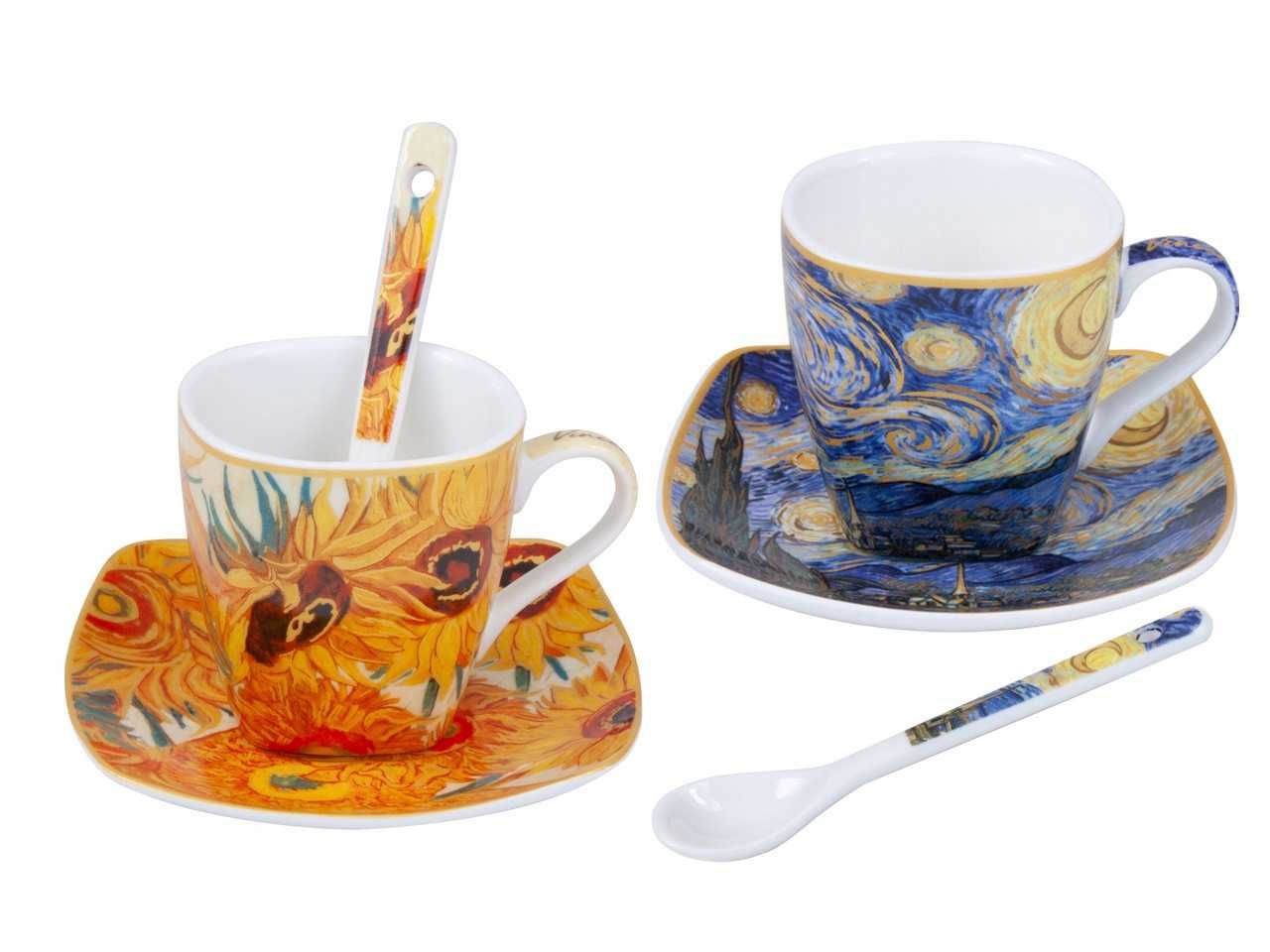 Filiżanki ESPRESSO Łyżeczki + Spodki PORCELANA VINCENT van GOGH 90ml