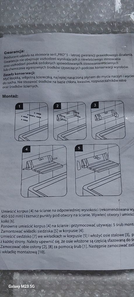 Składane krzesełko lazienkowe