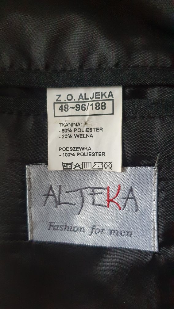 Garnitur męski z kamizelką szary w prążki - ALJEKA.