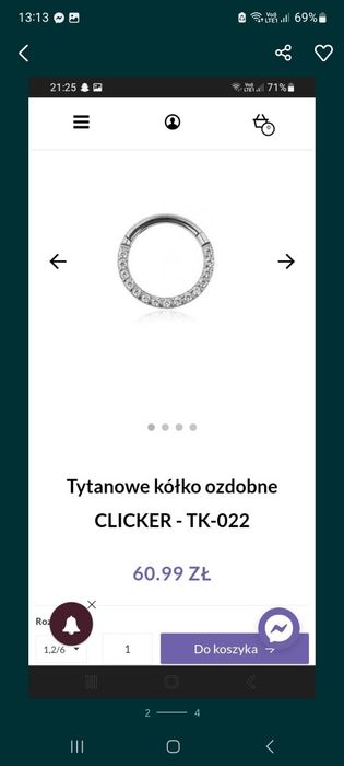 Kolczyk kółko tytanowe