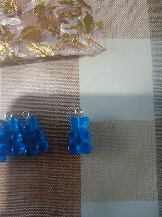 5  peças pingentes formas de urso cor azul ( Portes Grátis)