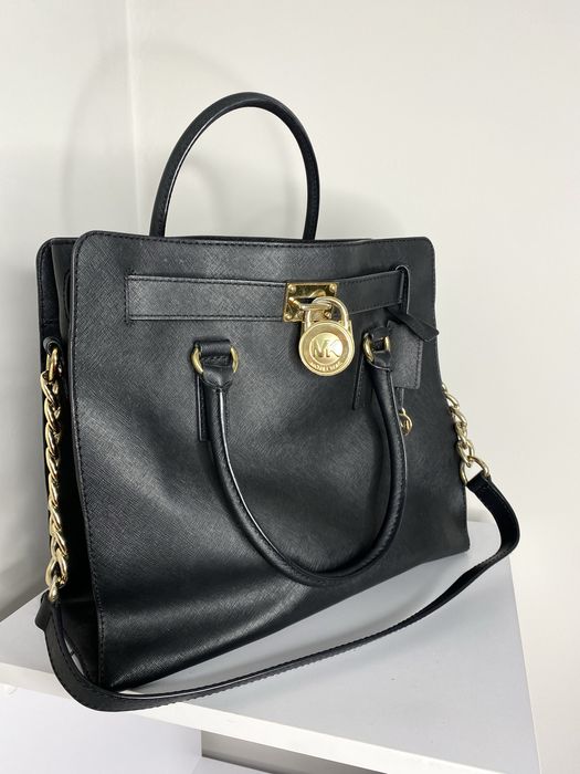 Женская черная кожаная сумка Michael Kors Hamilton оригинал шопер