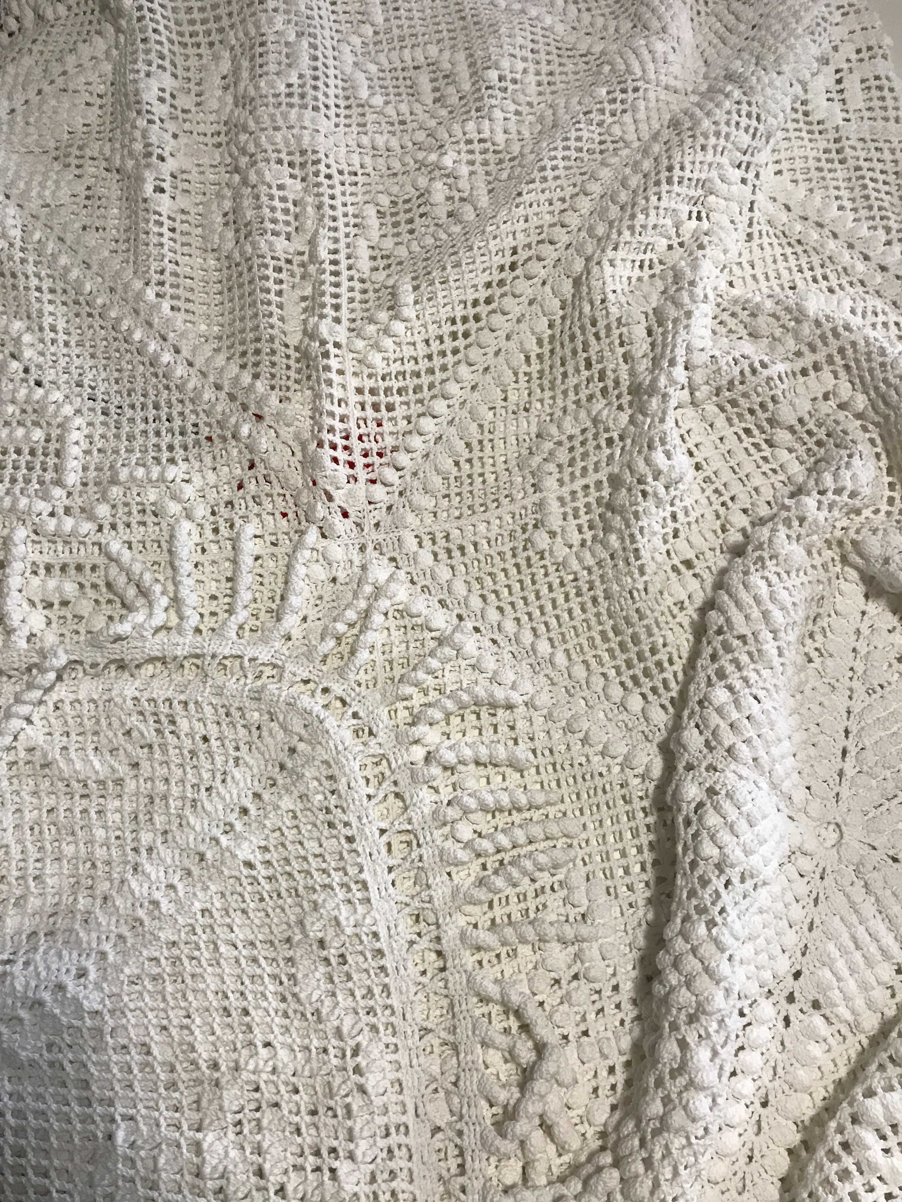 Colcha Branca em Crochet/Croche