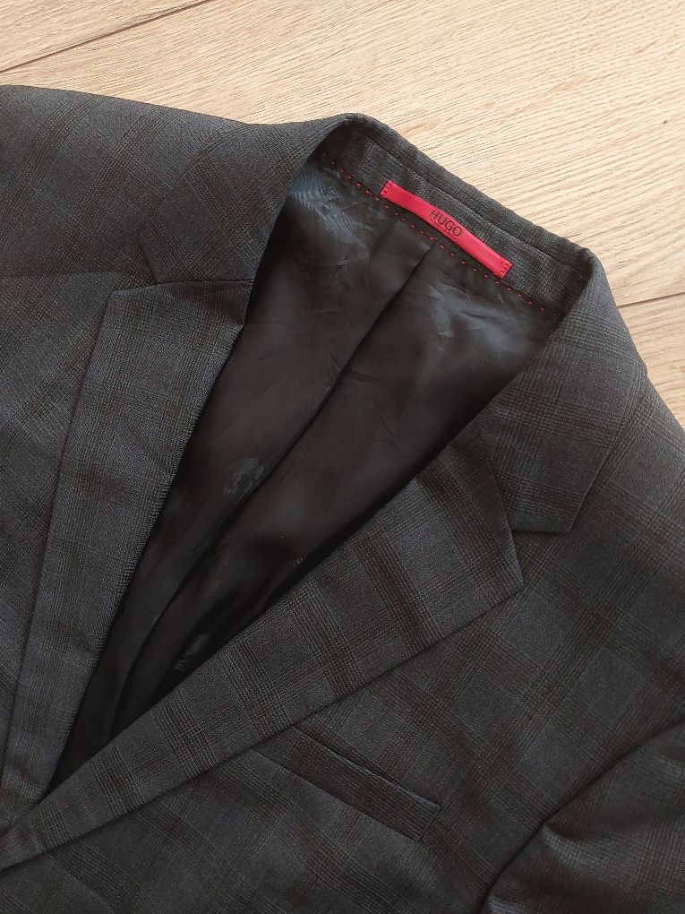 Marynarka Hugo Boss Wełniana marynarka w kratkę Marynarka Virgin wool