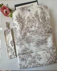 Protege livro e marca pagina em toile de jouy beige